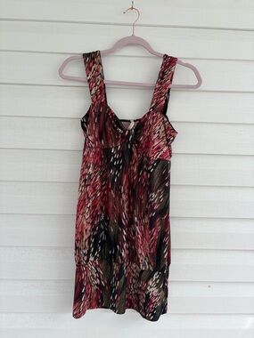 Bold Abstract Print Mini Dress Colorful Sleeveless Statement Dress Artsy